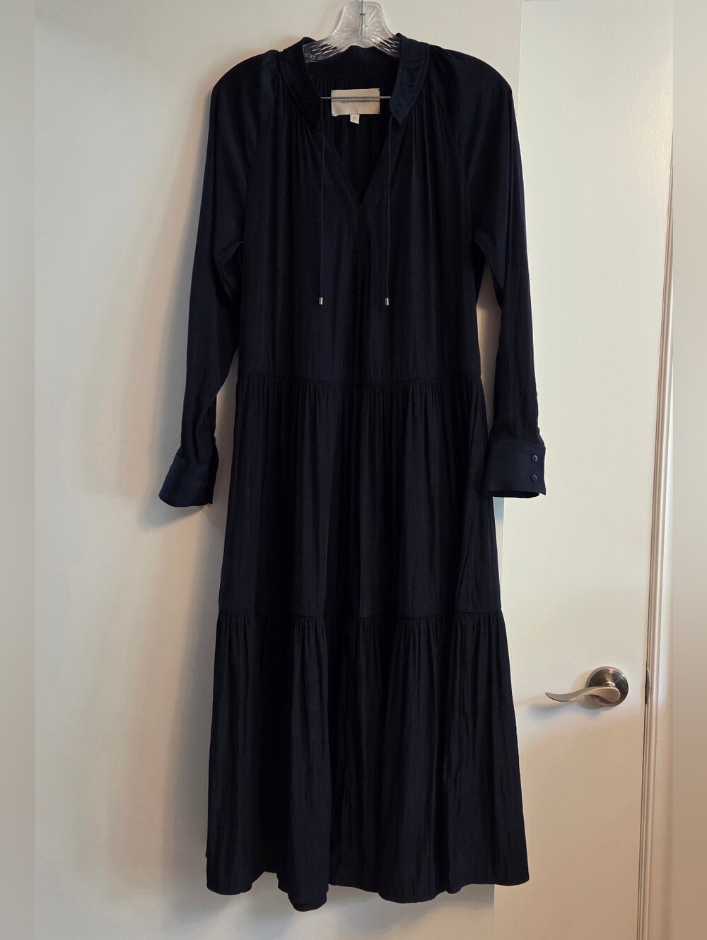 BROCHU WALKER Alana Navy Tiered Midi Dress Extra Small - Picture 2 of 9